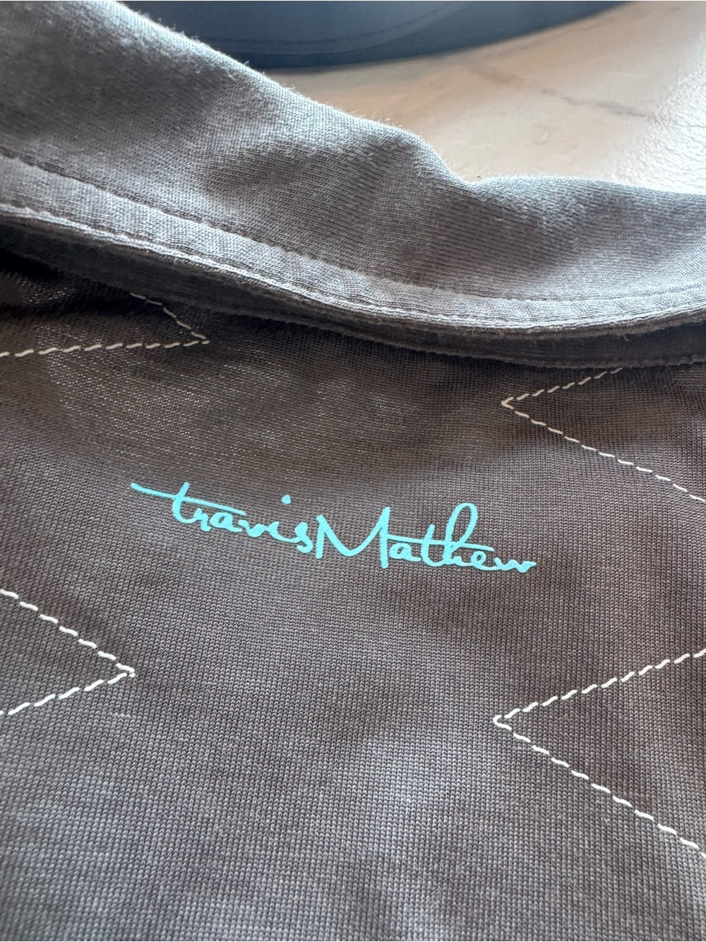 Travis Mathew Gray Short Sleeve polo collared golf shirt Aqua Logo boys large